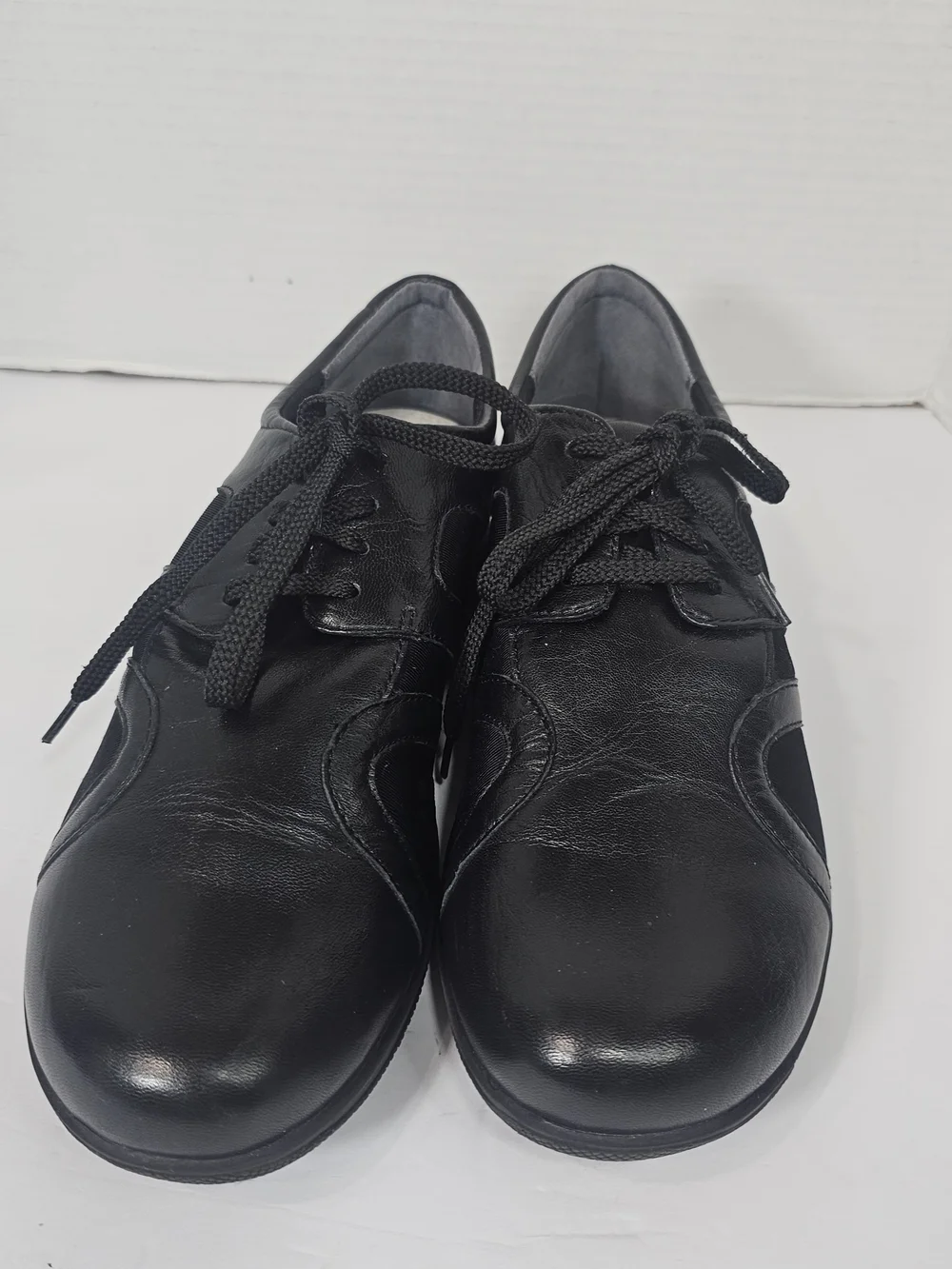 Leather Womens Shoes Soft Walk Topeka  Sneakers Sz 9 M Black Lace Up Comfortable